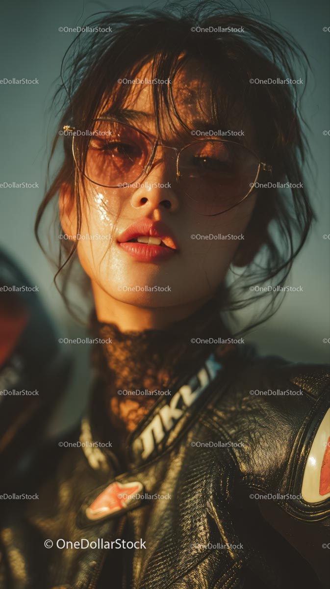 Stylish Woman in Sunglasses Against a Sunlit Background