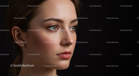 Elegant Portrait of a Woman with Flawless Skin and Soft Makeup