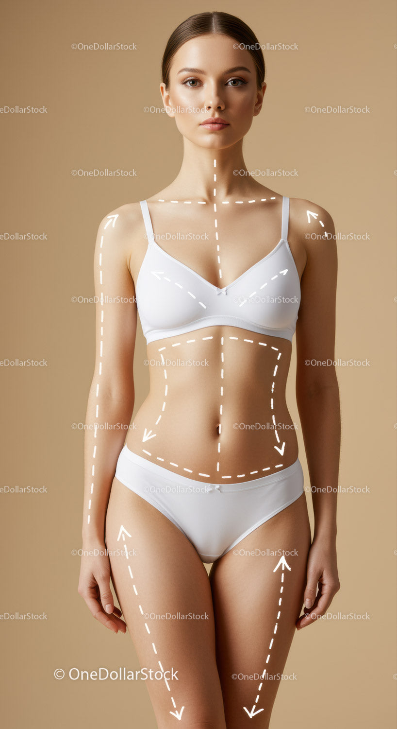 Elegant Woman in White Lingerie with Body Alignment Focus