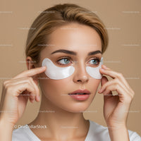 Young Woman Applying Under Eye Patches for Rejuvenation and Skin Care
