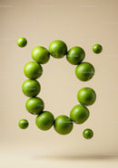 Fresh Limes Balanced in Circular Formation on Beige