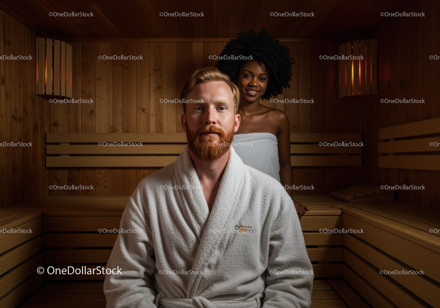 Relaksująca sauna wellness z drewnianym wnętrzem i wygodnymi ławkami