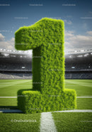 Green Grass Number One Symbol in Football Stadium