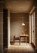Minimalist Dining Nook with Wooden Table and Natural Light