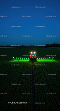 Nighttime Farming with LED Sprayer in Field