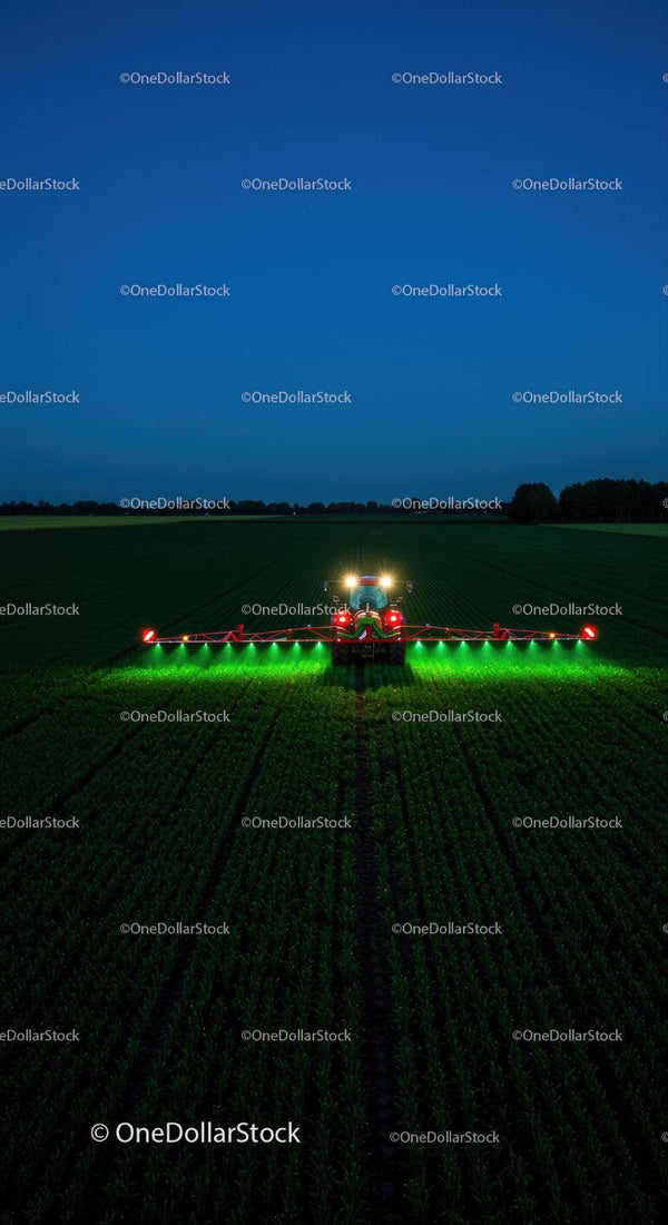 Nocne Rolnictwo z Opryskiwaczem LED na Polu