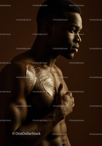 Male Model with Metallic Tattoo in Artistic Minimalist Portrait