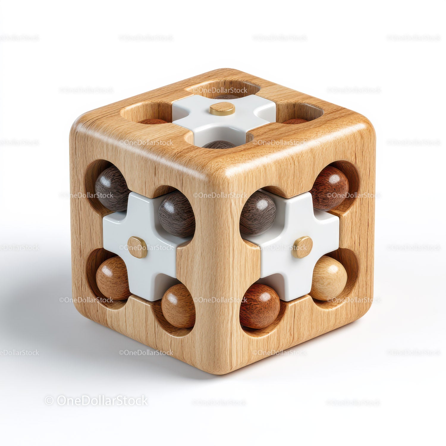 Set of Wooden Geometric Toys Including Rainbow and Shapes for Kids