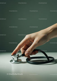Close-up of Hand Holding a Stethoscope in Medical Setting