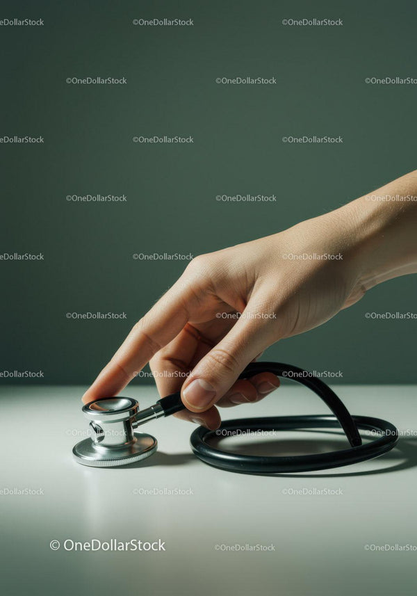Close-up of Hand Holding a Stethoscope in Medical Setting