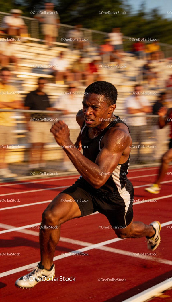 Determined runner pushing through a competitive sprint finish