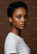 Beautiful African-American Woman with Freckles and Short Curly Hair