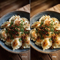 Before and after Warm Kitchen Lightroom preset edit