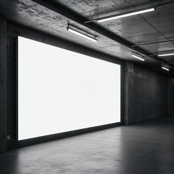 Empty Bright Billboard in Modern Concrete Interior JPG Mockup Image