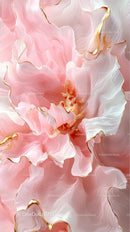 Elegant Pink Flower Abstract Artwork with Gold Accents for Home Decor