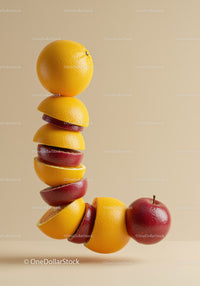 Creative stack of orange and apple fruit slices