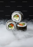 Fresh vegetable sushi rolls with cream cheese filling