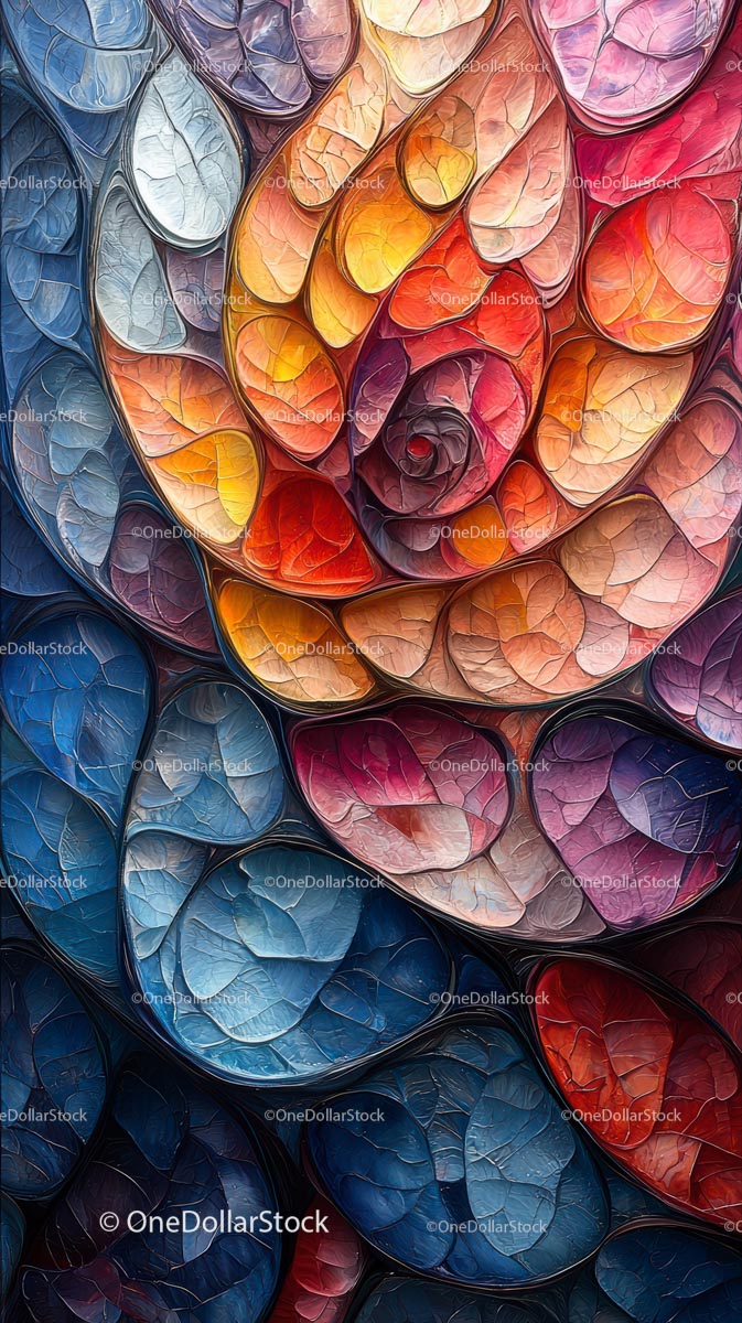 Abstract Colorful Flower Composition with Layered Petals