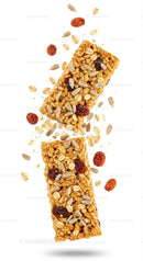 Healthy granola bars with seeds and dried cranberries