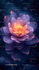 Vibrant Cosmic Flower in Space with Glowing Petals