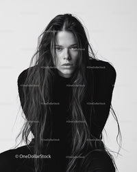Powerful Black and White Portrait of a Woman with Wet Hair