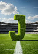 Green Grass Letter J Standing on Soccer Field