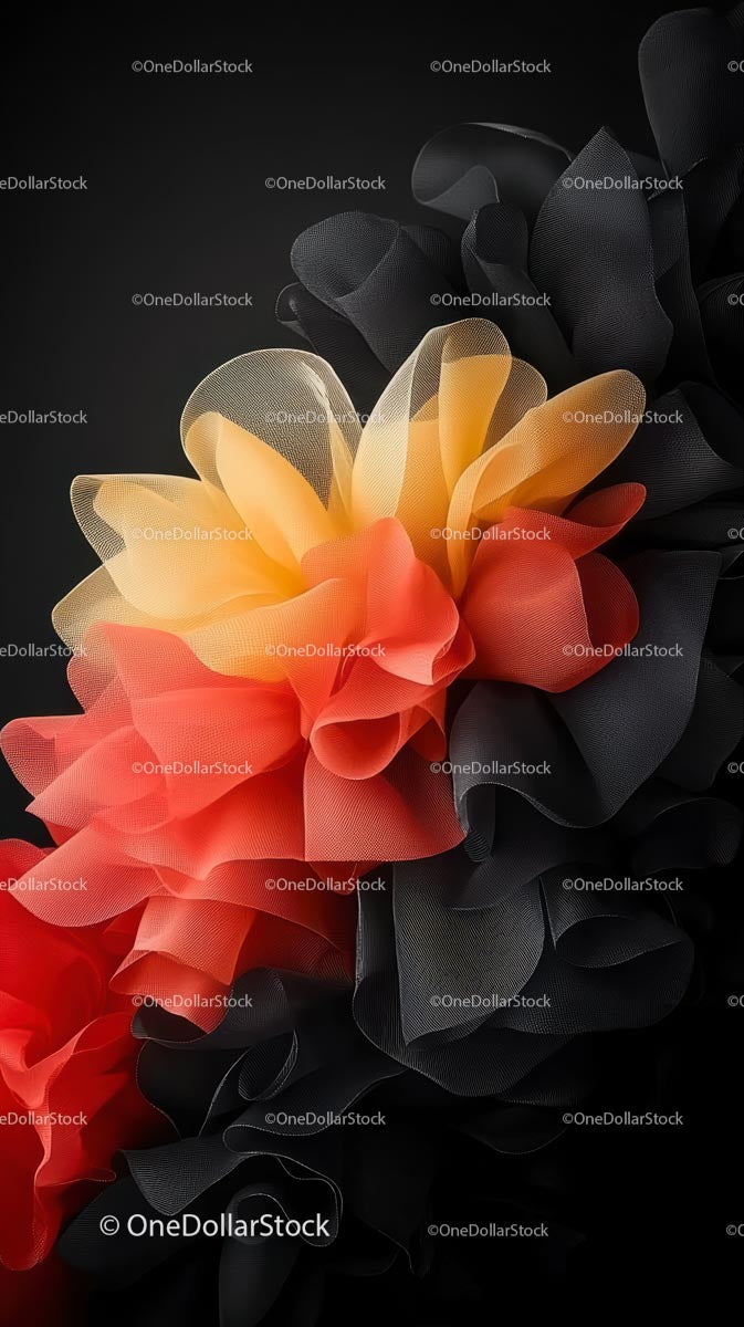 Elegant Fabric Flowers with Vibrant Petals on Black Background