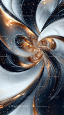 Futuristic Abstract Swirling Space Pattern with Metallic Finish