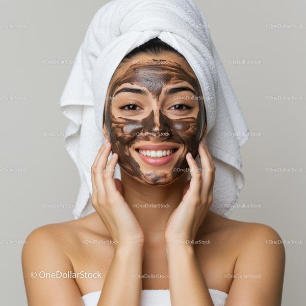 Beautiful young woman with facial mask in spa setting