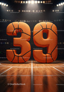 Number Thirty Nine Shaped Like Basketballs on Court