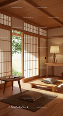 Elegant Traditional Japanese Room with Shoji Screens and Tatami Mats