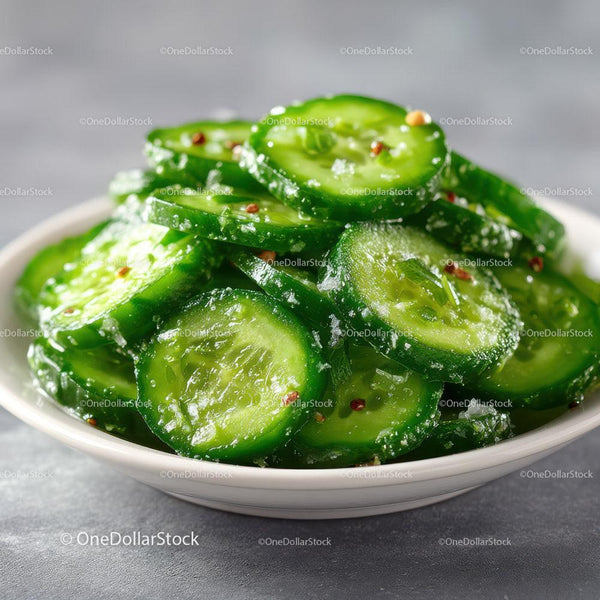 Fresh Cucumber Slices in a Bowl for Healthy Refreshing Snack Stock Photo Bundle (48 JPG Files)