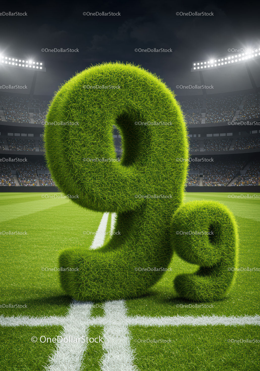 Green Grass Number Nine on Soccer Field Line