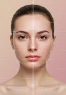 Clear Skin Transformation Young Woman Close Up Portrait