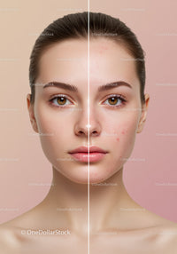 Clear Skin Transformation Young Woman Close Up Portrait
