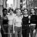 Confident group of diverse young women standing outdoors