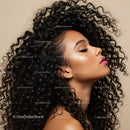 Profile of woman with voluminous curly black hair