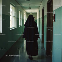 Confident Nurse in Hospital Corridor With Serious Expression