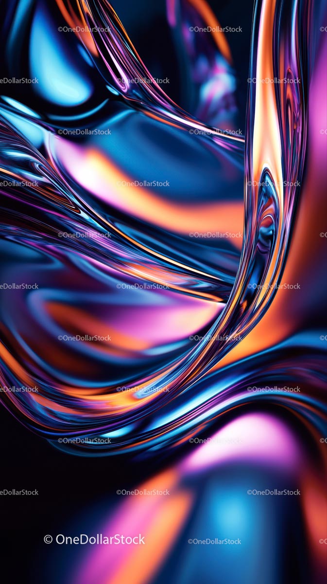 Abstract Flowing Neon Liquid with Vibrant Light Effects