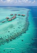 Overwater Bungalows on Turquoise Lagoon in Tropical Island Paradise