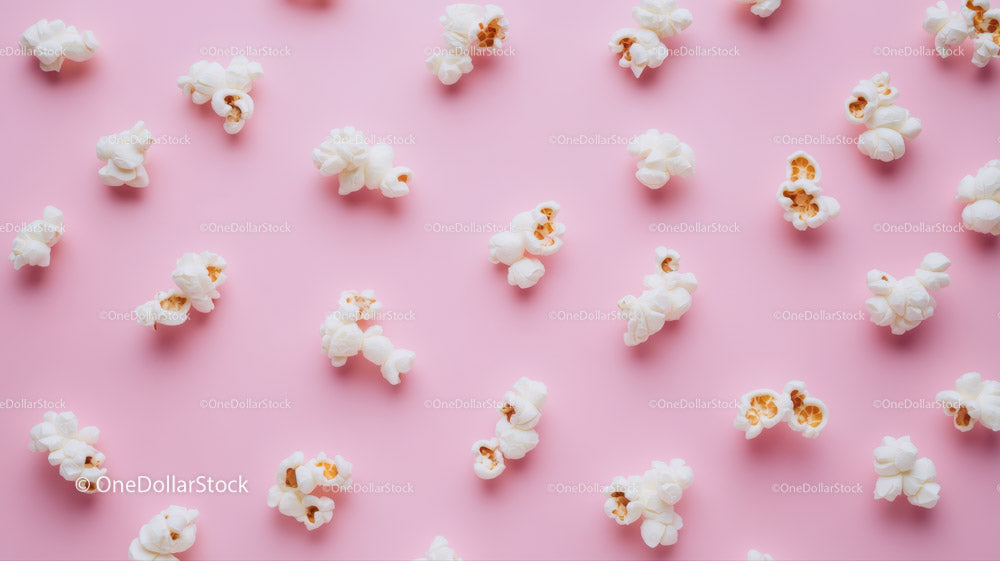 Fresh White Popcorn on Soft Pink Background for Movie Snacks