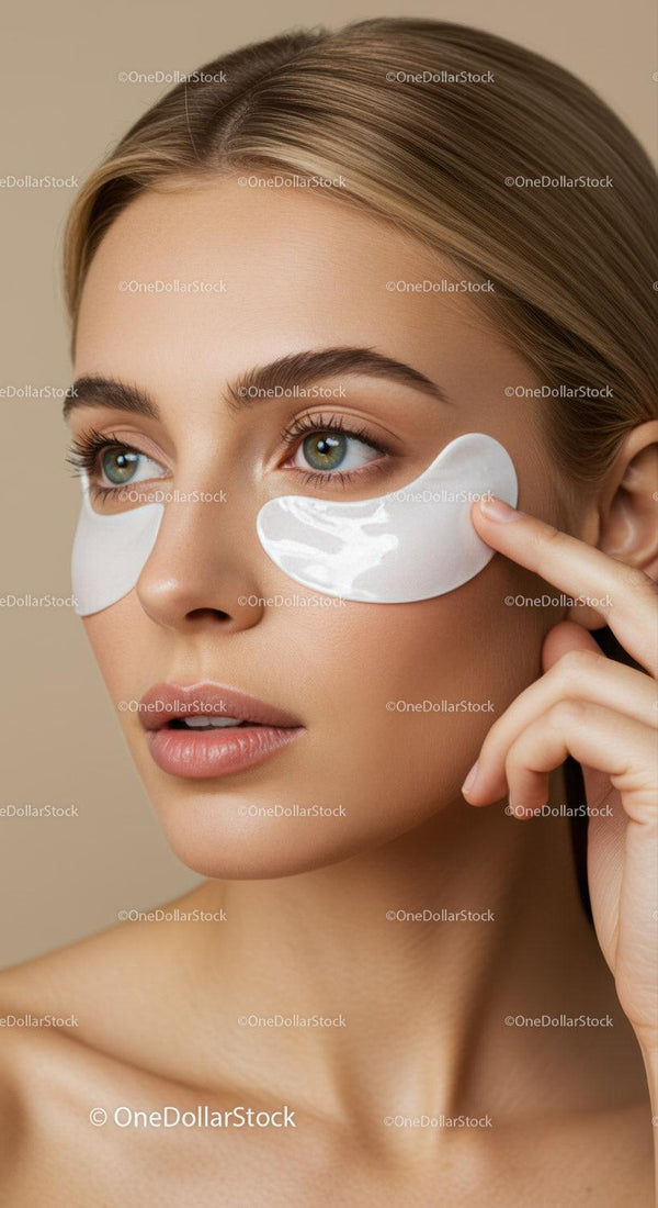 Close-Up of Young Woman Applying Eye Patches for Skincare Routine
