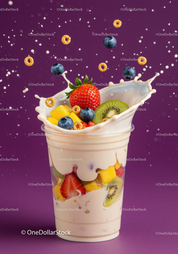 Świeży smoothie owocowy z jogurtem i jagodami