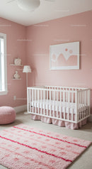 Pink Nursery with White Baby Crib and Pastel Decor