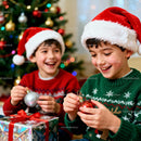 Two Boys Decorating Christmas Tree with Ornaments