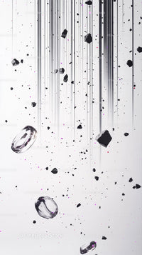 Abstract Falling Rocks and Ice with Black Fragments
