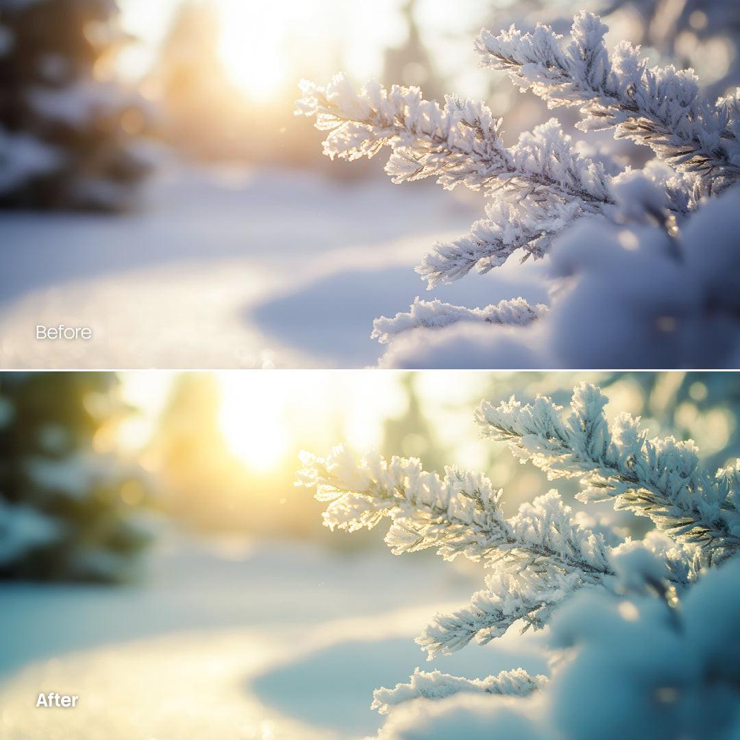 color grading preview with Serene Cold Atmosphere LUT Pack