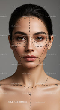 Facial Contouring and Skincare Concept with Woman's Clear Skin