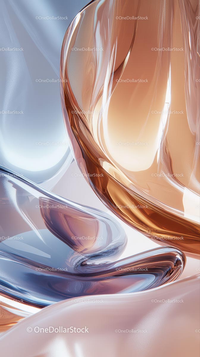 Elegant Abstract Glass Art with Fluid Curves and Shiny Surfaces