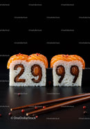 Creative sushi rolls shaped like number twenty nine
